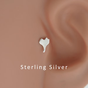 16g 1.2mm Bioflex Labret Lip Bar Ring Piercing Ohrknorpel Tragus Ohrring Ginkgo Blatt Sterling Silver