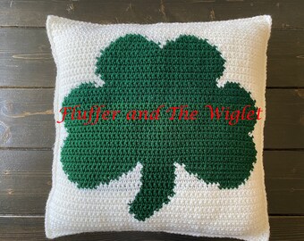 Shamrock Crochet Pillow Pattern, St. Patrick's Day Crochet Pattern