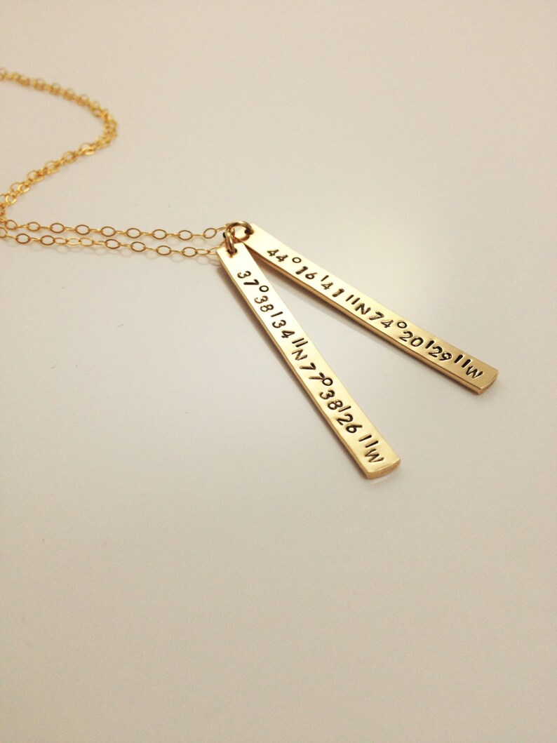 Valentine/'s Gift For Her Long Distance Relationship Gift Long Distance Love GPS Necklace stamped with TWO sets of Coordinates