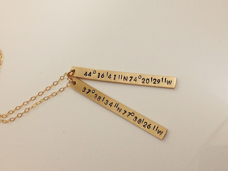 Valentine/'s Gift For Her Long Distance Relationship Gift Long Distance Love GPS Necklace stamped with TWO sets of Coordinates