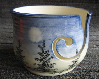 Moon & trees yarn bowl--Free 2/3 day priority shipping