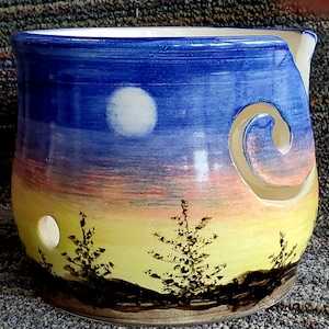 Moon & trees yarn bowl for knitting or crochet--Free 2/3 day priority shipping