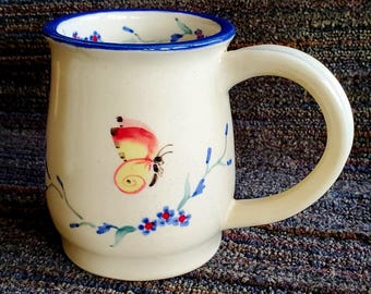 Hand-Painted Butterfly Mug: Hand-Thrown Ceramic