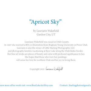 Art card print Apricot Sky by Lauriann Wakefield of Bear Lake image 2