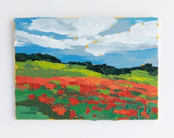 Poppy Afternoon-  Original oil painting on canvas panel by Lauriann Wakefield