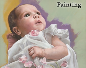 Hand Painted Custom Portrait from Photograph to Canvas Acrylic Painting Family Hierloom Anniversary Gift for Parents Wedding Gift