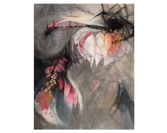 Matted Giclee Surreal Painting Weird Art Contemporary Abstract Painting Visionary Art Print Koi Exploding Whale Sufjan Stevens inspired art