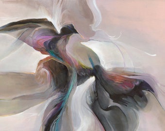 Matted Giclee One Bird, Two Birds Spiritual Art Abstract Surreal Painting Visionary Art Mental Health art Self Care Get Well Gift Weird Art