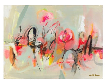 Matted Giclee GUSH Art Print Pink Bright Bold Original Abstract Painting Joyful Art Self Love Art Mental Health Art Contemporary Modern
