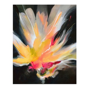 Matted Giclee Black Fire Lotus Phoenix Painting Art Surreal Painting Unusual original abstract art weird visionary art spiritual print Bold