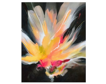 Matted Giclee Black Fire Lotus Phoenix Painting Art Surreal Painting Unusual original abstract art weird visionary art spiritual print Bold