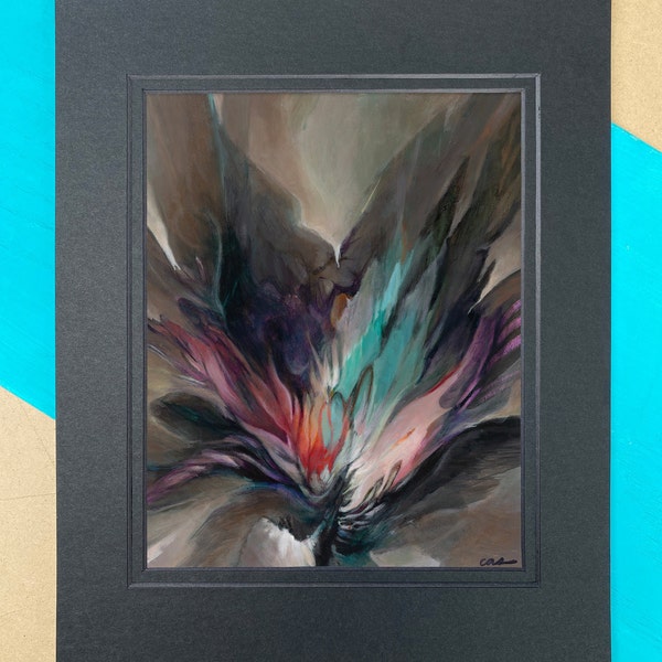 Phoenix: Onyx Matted Art Print eclectic home decor abstract contemporary giclee artwork mental health self love growth art