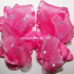 Pageant Hair Bow Hot Pink Ruffle Clip Hot Pink Ombre Organza Etsy