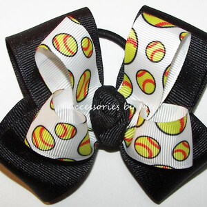 Softball schwarze Schleife, Softball schwarze Haarspange, Softball schwarze Pferdeschwanz-Haarschleife, Softball Team Schleife, benutzerdefinierte Softball Schleife, Massen-Schule-Team Schleife