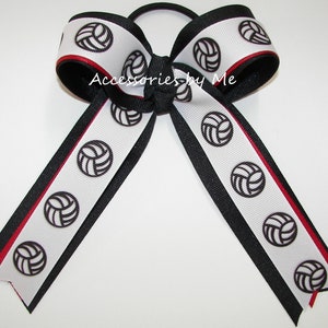 Volleyball Black Bow, Volleyball Black Red Bow, Volley Balls Ribbon, Volleyball Pony Tails Ribbon, Volleyball Team Bow, Bulk Volleyball Bows