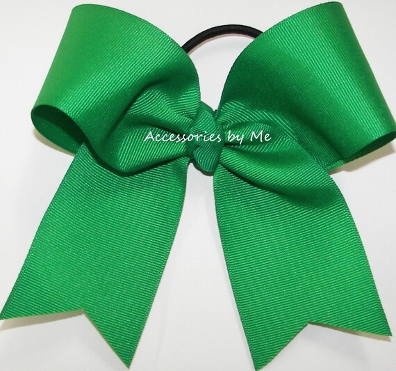 Green Gold Cheer Bow, Green Yellow Cheer Bows, Bulk Solid Bows