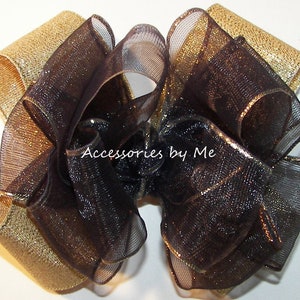 Girls Black Gold Hair Bow, Flower Girls Black Gold Hair Bow, Toddler Black Gold Hair Clip, Black Gold Hair Barrette, Dressy Black Gold Hair Bows, Baby Girls Black Gold Bows, 1st Birthday Black Gold Metallic Hair Bow, Black Gold Bow Alligator Clips