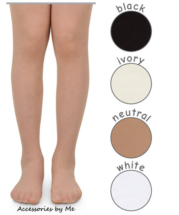 Girls White Pantyhose, Pageant Natural Nylon Pantyhose, Toddlers Black Pantyhose  Tights, School Neutral Lycra Hosiery, Solid Plain Tights 