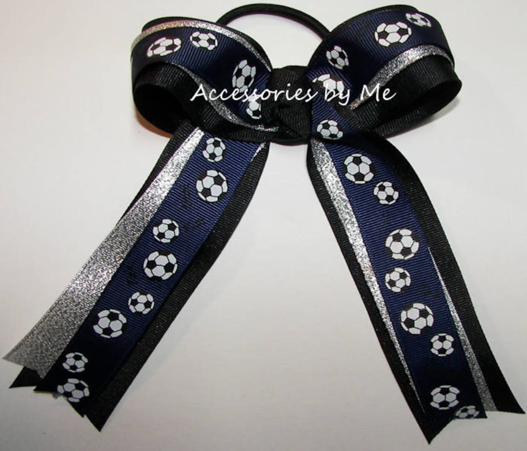 Navy and Orange French Knot Football Bow Bubble