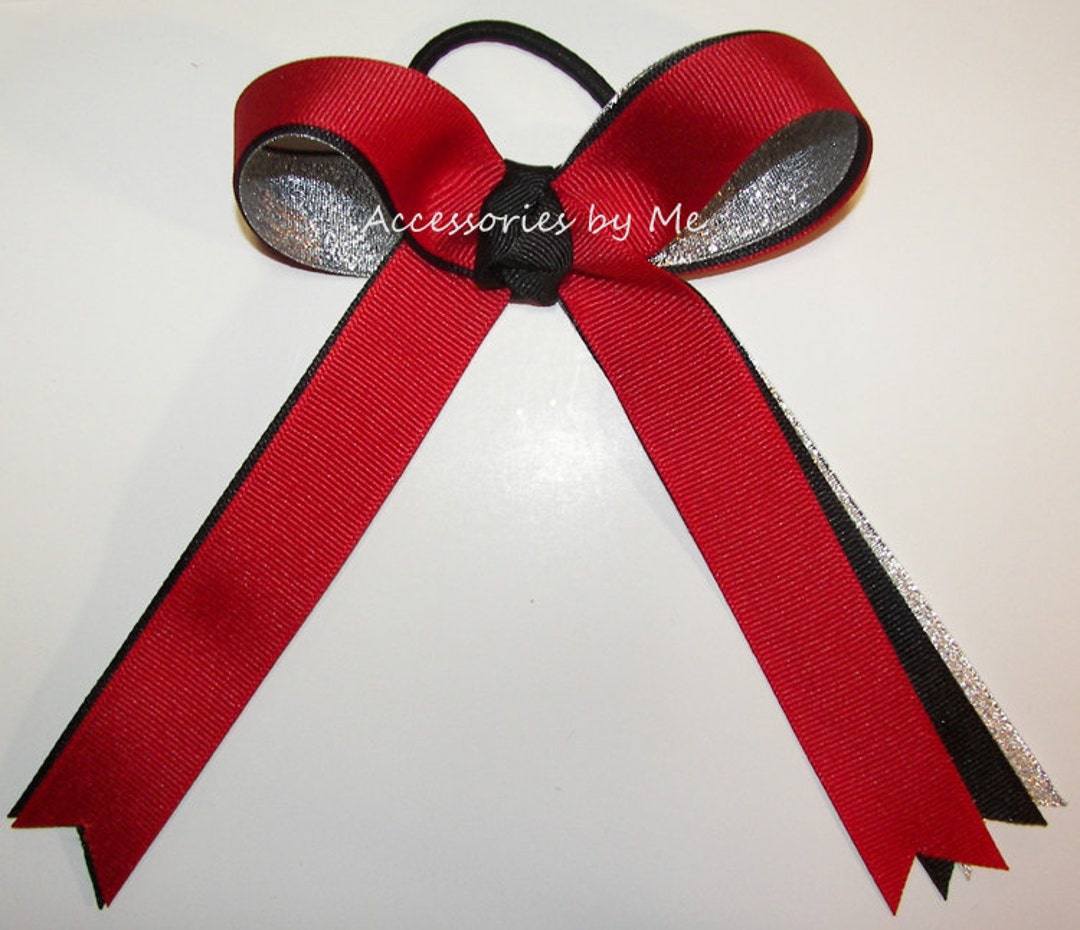 Hair Ribbon Red Many Designs Red Ponytail Bow, Red Black Hair Ribbons, Red Skinny Ribbon Bow, Cheer ...