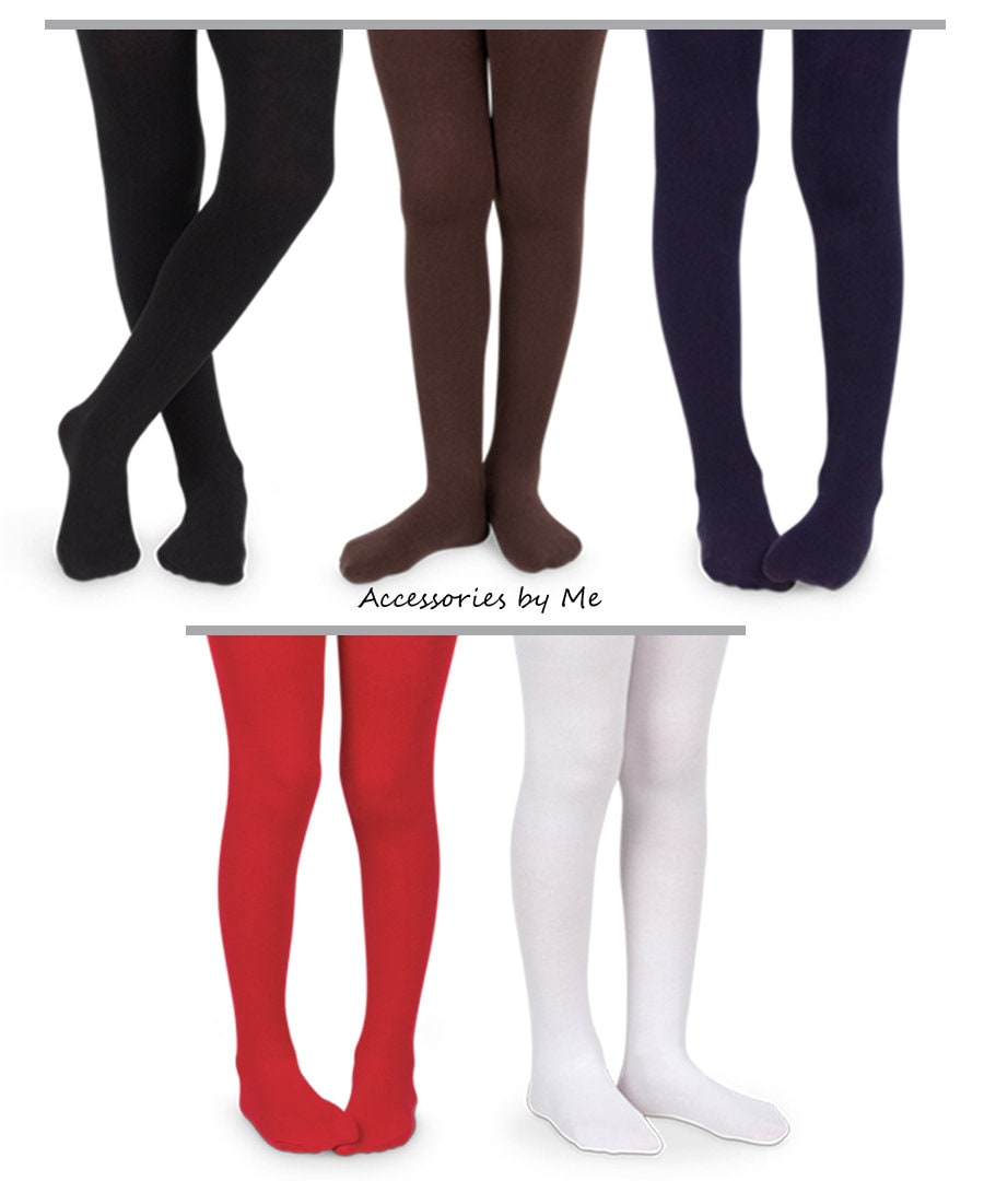 Girls Tights White Microfiber Tights Black Dance Tights 