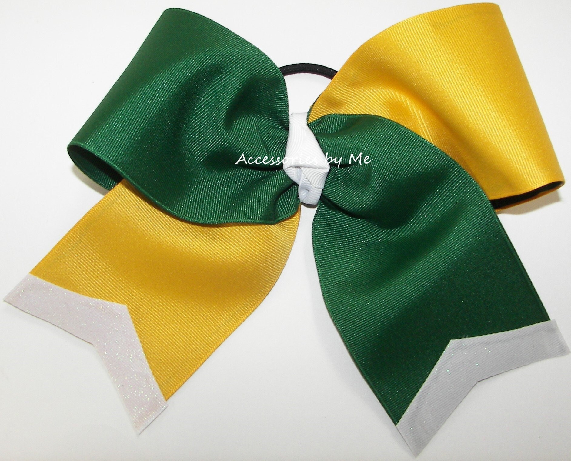 Green Gold Cheer Bow, Green Yellow Cheer Bows, Bulk Solid Bows