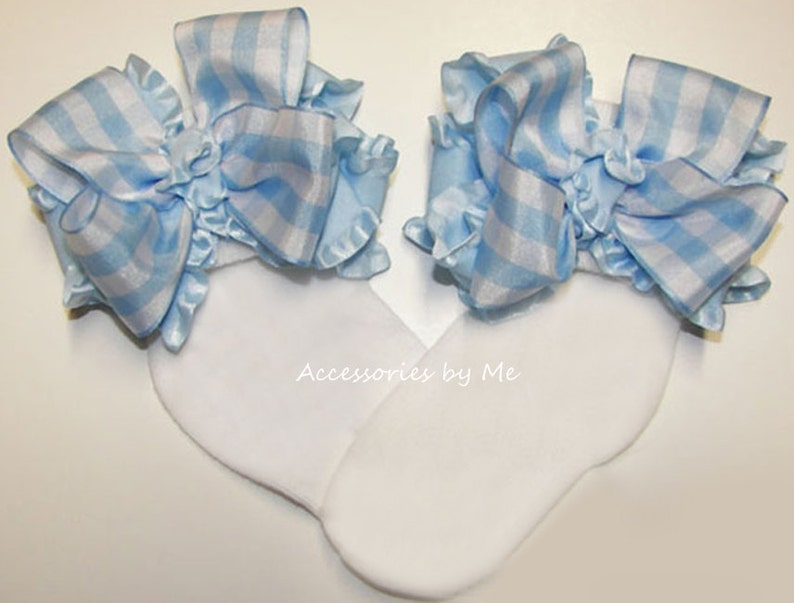 Frilly Pink Plaid Socks Infant Newborn Light Pink Socks Gingham Bow Socks Baby Girls Gingham Plaid Ruffle Bow Socks New Babies Gift Sock