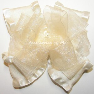 Ivory Organza Ruffle Hair Bow