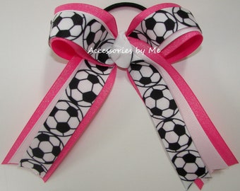 Fußball-Haarspange, pinkfarbenes Glitzerband, Pink Out Turnier, Team-Haarspange