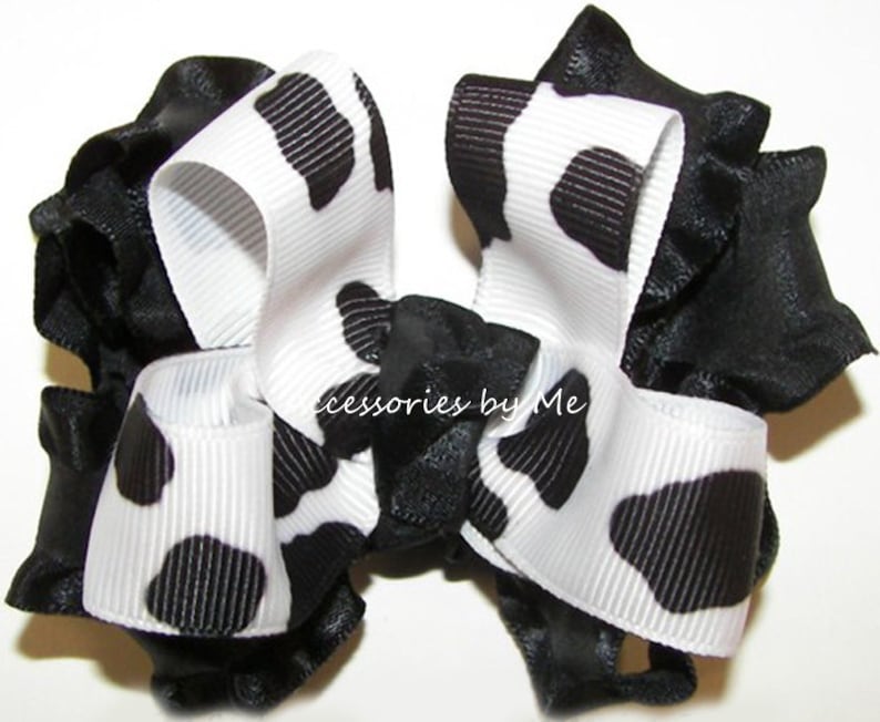 Cow Print Bow Cowgirls Hair Clip Black White Dalmatians Hair Etsy