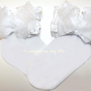 White Ruffle Bow Socks, Baby White Ruffle Bow Socks, Flower Girls White Ruffle Bow Socks, Toddler White Ruffle Socks, Infant White Ruffle Bow Socks, Newborn White Ruffle Bow Socks, New Baby White Ruffle Socks, Baptism White Socks, Christening Socks