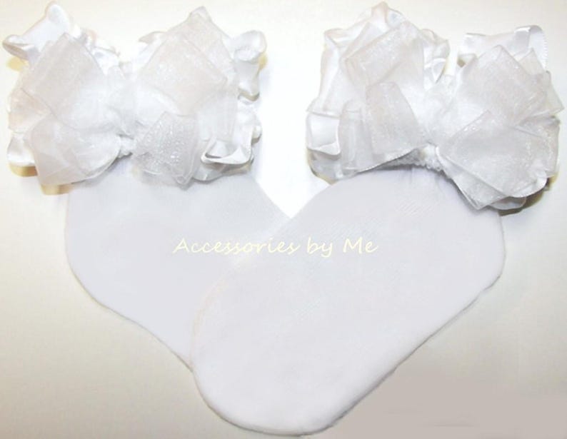 White Ruffle Bow Socks, Baby White Ruffle Bow Socks, Flower Girls White Ruffle Bow Socks, Toddler White Ruffle Socks, Infant White Ruffle Bow Socks, Newborn White Ruffle Bow Socks, New Baby White Ruffle Socks, Baptism White Socks, Christening Socks
