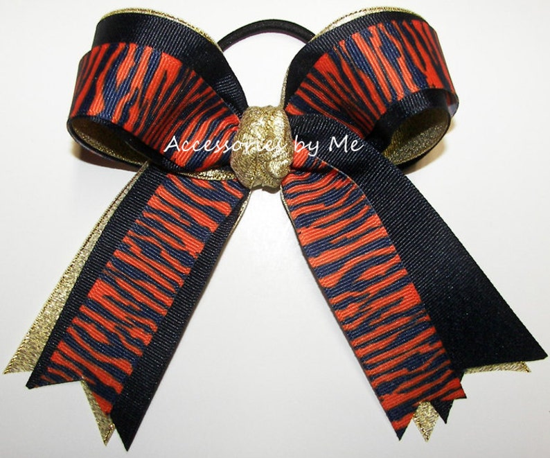 NEW /"CHEVRON Orange/" Cheer Bow Pony Tail 3/" Ribbon Girls Hair Cheerleading