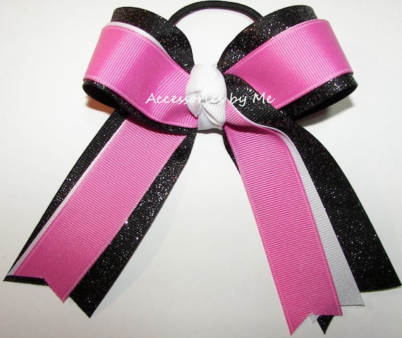 Gymnastics Bow Red Black Gold Sparkly Glittery Ribbon Custom Colors Gymnast Gym