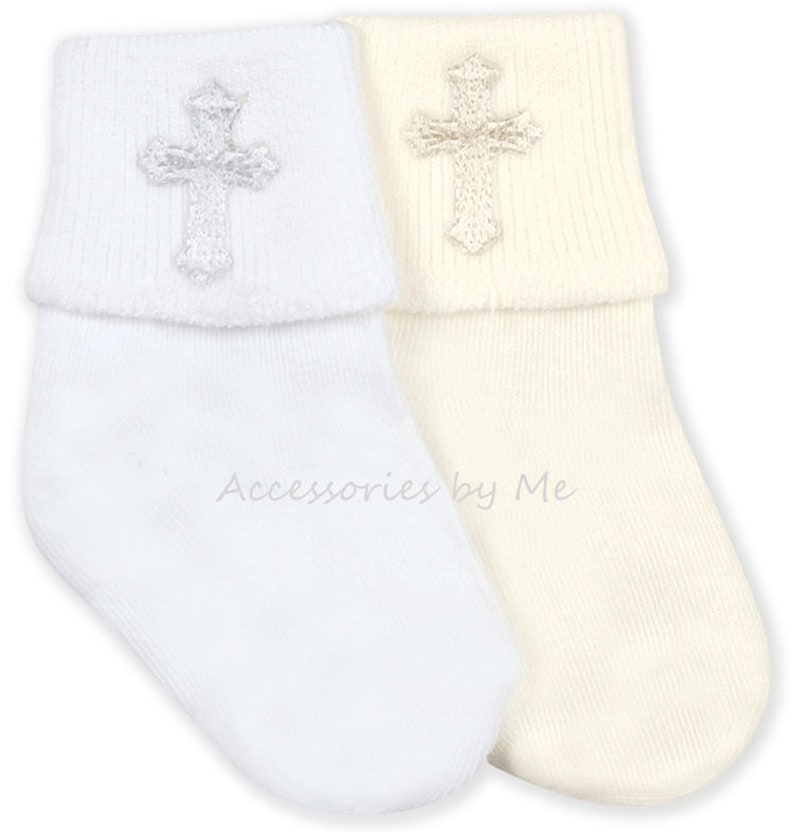 Newborn White Socks Baptism Socks Christening Embroidered Cross Socks Baby Girls Cross Socks Infant Boys Cross Socks White Cross Socks