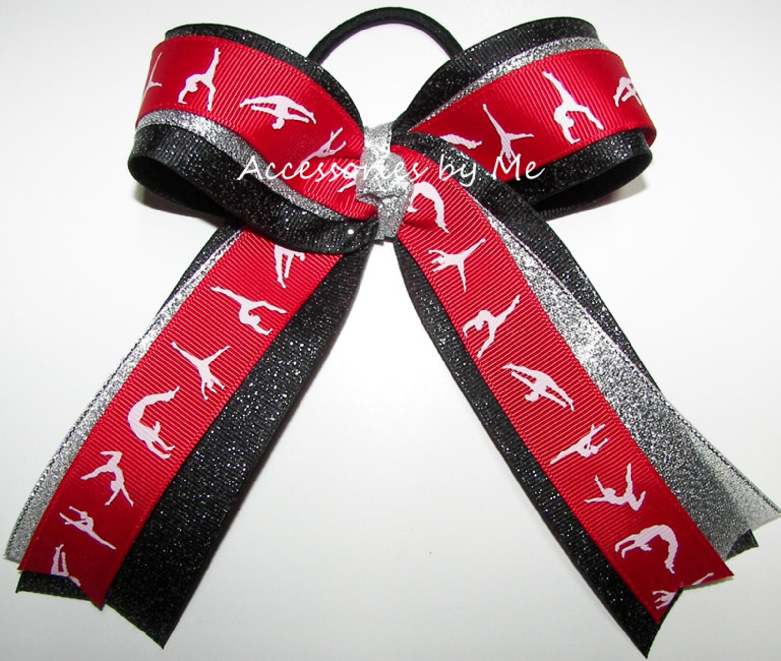 Sparkly Gymnastics Bows Gymnastics Red Black Bows Gymnastics Etsy