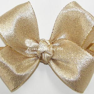 Gold Headband, Baby Gold Bow Band, Metallic Flat Bow Hair Band, Choice of Gold or Silver Headband, New Baby Girls Headband, Infant Headband