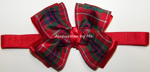 plaid headband with bow