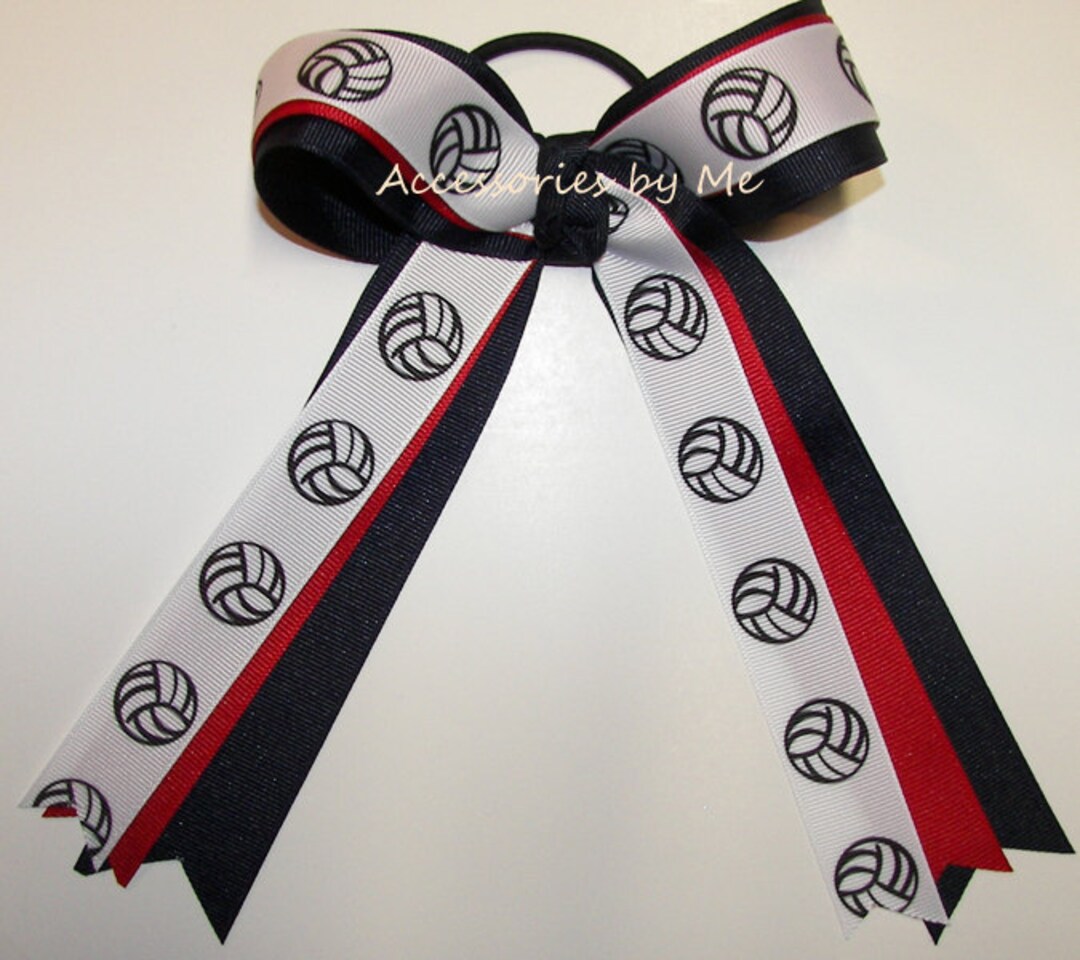 Volleyball Hair Bows Volleyball Navy Blue Red Bow Volley Etsy