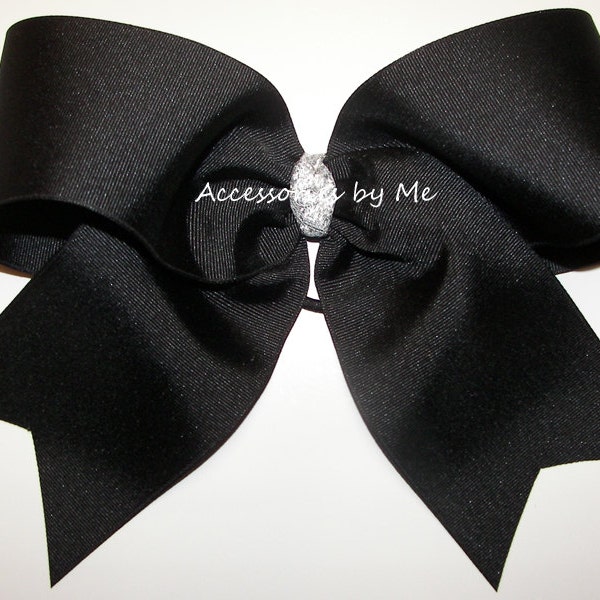 Black Cheer Bow, Solid Black Cheer Bow, Large Black Cheer Bow, Jumbo Cheer Bow, Black Blank Cheer Bow, 7 Inch Grosgrain Cheer Bow Bulk Price