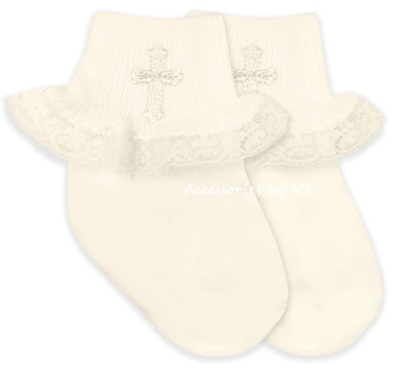Baptism Socks Baby Girls Lace Cross Socks Christening Etsy