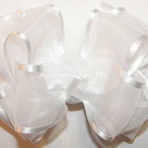 Communion, Hair Accessories, Hair Bow With Ribbons in White 