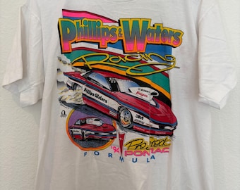 Vintage 1994 Phillips & Waters Racing T-Shirt Pontiac Formula Funny Car NHRA Drag Racing Tee 90s Graphic Single Stitch Style