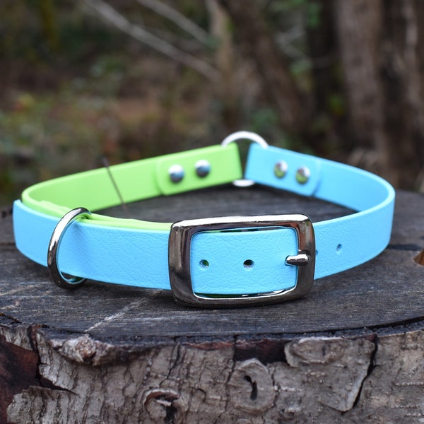 Deluxe Adjustable Buckle Dog Collar, 3/4" Wide Biothane Waterproof Buckle Dog Color, Custom Colors, Metals & Sizes