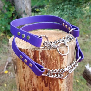 3/4&quot; Half Check Biothane Dog Collar, Waterproof Dog Collar, Custom Martingale Dog Collar, Vegan Leather Collar, Training Dog Collar