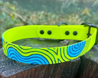 Neon Ripples - Hand Painted Art Biothane Dog Buckle Collar - Special Occasion, Spoil Your Dog, Support Small Artist - The Hope Collection