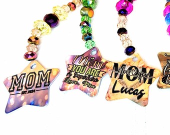 Personalized Mother's Day Car Charm, Choose Your Saying and Use Your Custom Picture For Mom, Gift For Mom