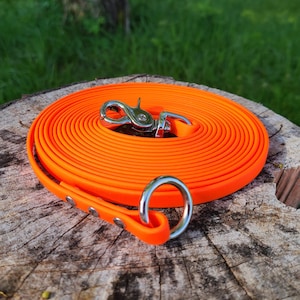3/8" Drag Line with O-Ring, 1 to 50 ft, Biothane Outdoor Waterproof Training Lead, Custom Colors and Clips - Brass, Stainless and more!