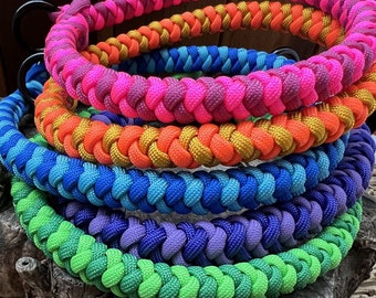 Thick Round Braid Paracord Dog Collar, Custom Colors and Closure, Available in Slip, Adjustable Buckle, Half Check, YKK or Modified Slip