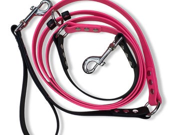 Waterproof Biothane Dog Leash, Adjustable Hands-Free Traffic Handle, Custom Colors, Widths, Lengths & Hardware